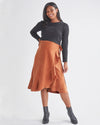 &#39;Christie&#39; Vegan-Suede Wrap Midi Skirt - Honey