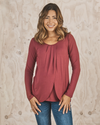 Maternity Long Sleeve Petal Front Nursing Top - Rose Pink