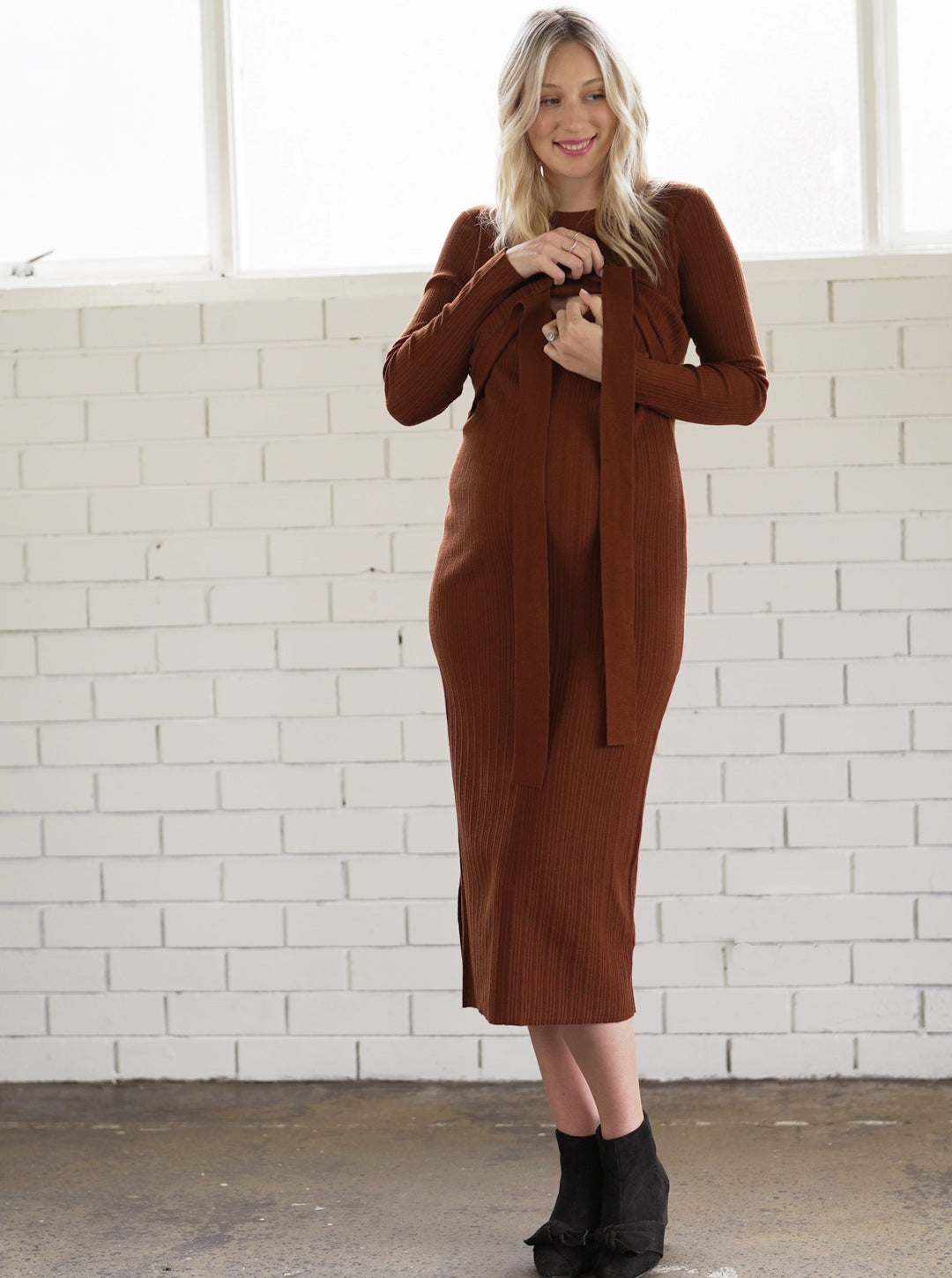 Flare Sleeve Maternity Top in Rust for Casual or Work – Angel