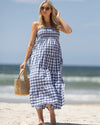 &#39;Lilliana&#39; Maternity Maxi Dress - Blue Gingham