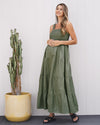 &#39;Lilliana&#39; Linen Maternity Dress - Olive Green